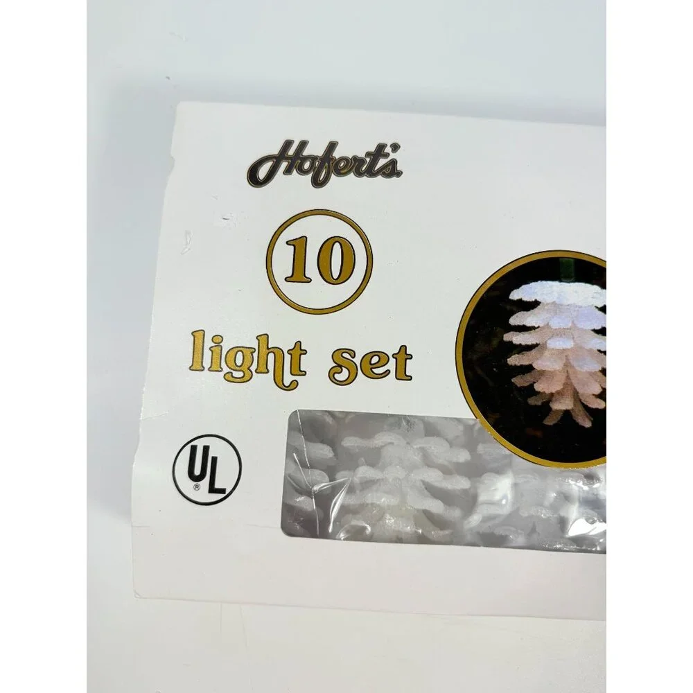 Christmas Lights Pine Cone String Light 10 Light Set Green Strand In Box Hoferts